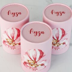 Ayıcık Temalı Kız Bebek Silindir Kutuda Anahtarlık