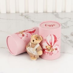 Ayıcık Temalı Kız Bebek Silindir Kutuda Anahtarlık