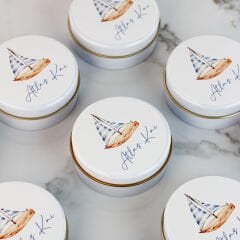 Gemi Temalı Erkek Bebek Metal Mum