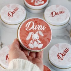 Tavşan Temalı Çikolata, Çerçeveli Kapı Süsü ve Metal Mum