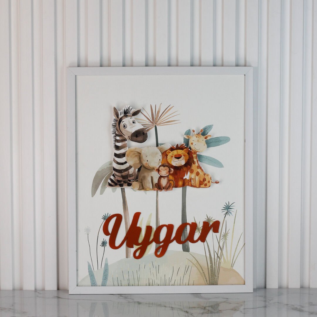 Safari Temalı Çerçeveli Kapı Süsü