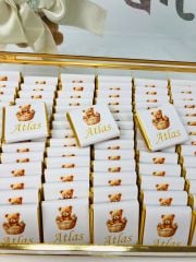 Ayıcıklı Cam Kutuda Erkek Bebek Çikolatası