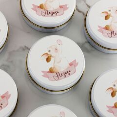 Tavşan Temalı Kız Bebek Metal Mum