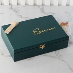 Ayıcık Temalı Ahşap Kutuda Erkek Bebek Çikolatası