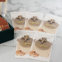 Ayıcık Temalı Ahşap Kutuda Çikolata, Kartlı Pleksi Magnet