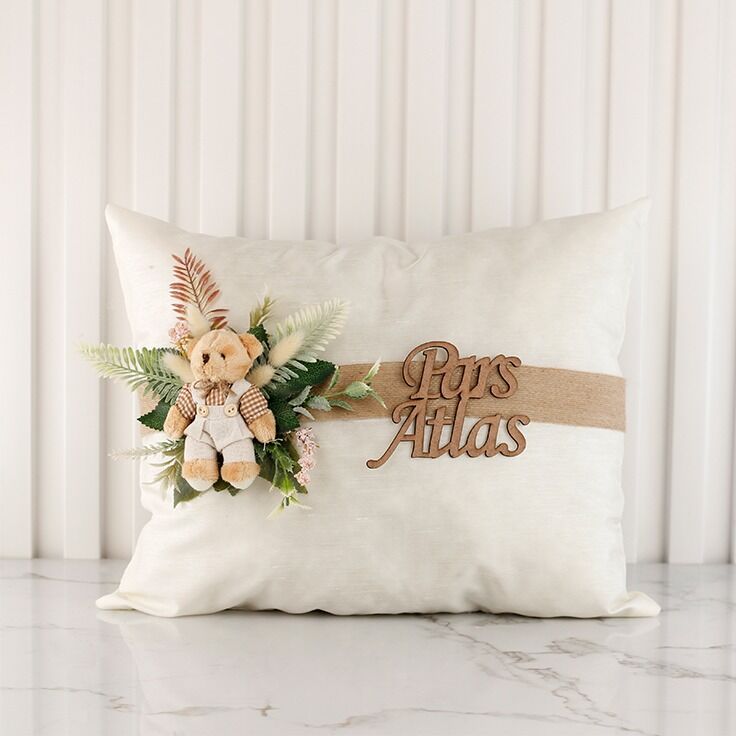 Ayıcık Temalı Erkek Bebek Takı Yastığı