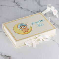 Ayıcık Temalı Dikdörtgen Kutuda Erkek Bebek Çikolatası