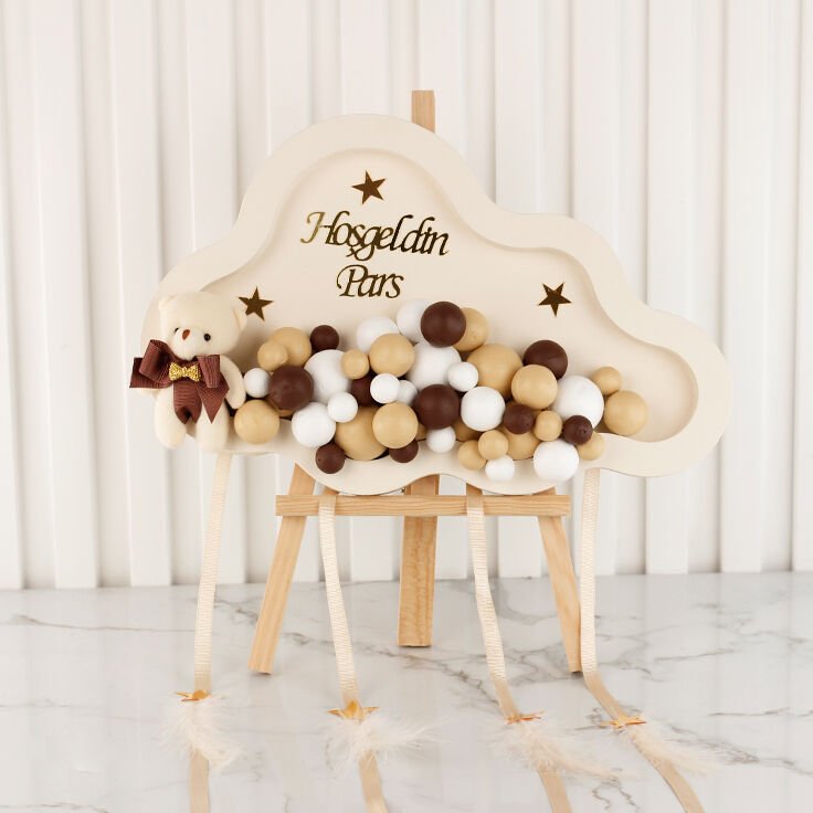 Ayıcık Temalı Kahverengi Erkek Bebek Kapı Süsü