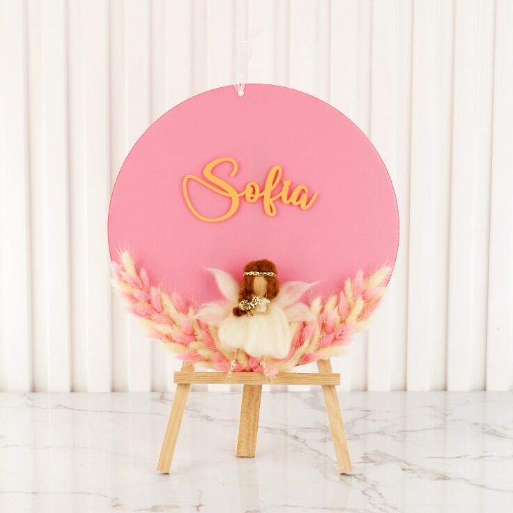 Peri Temalı Pembe Kız Bebek Kapı Süsü