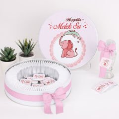 Fil Temalı Baskılı Metal Kutuda Kız Bebek Çikolatası