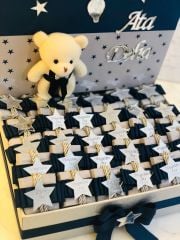 Ayıcık Temalı Standlı Kutuda Erkek Bebek Çikolatası