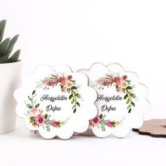 Çiçek Temalı Direkt Baskılı Ahşap Kız Bebek Magneti