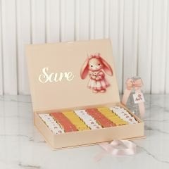 Tavşan Temalı Dikdörtgen Kutuda Kız Bebek Çikolatası