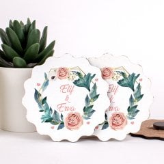 Çiçek Temalı Direkt Baskılı Ahşap Kız Bebek Magneti