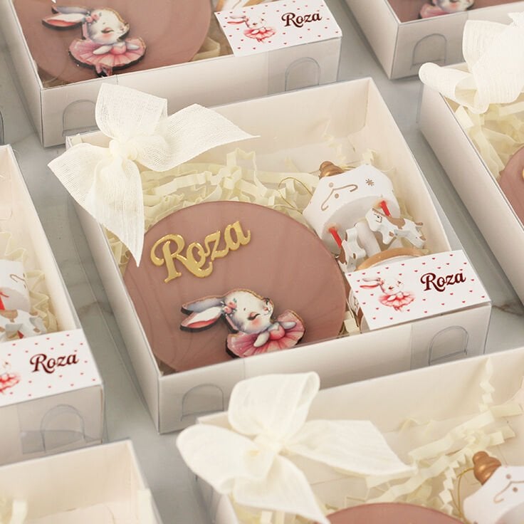 Tavşan Temalı Kız Bebek Pleksi Magnet ve Atlı Karınca