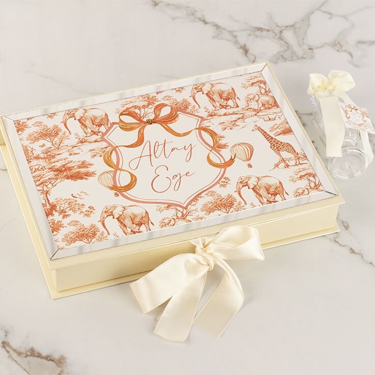 Kahverengi Hayvan Temalı Dikdörtgen Kutuda Erkek Bebek Çikolatası