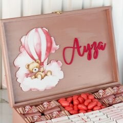 Ayıcık Temalı Ahşap Kutuda Bebek Çikolatası