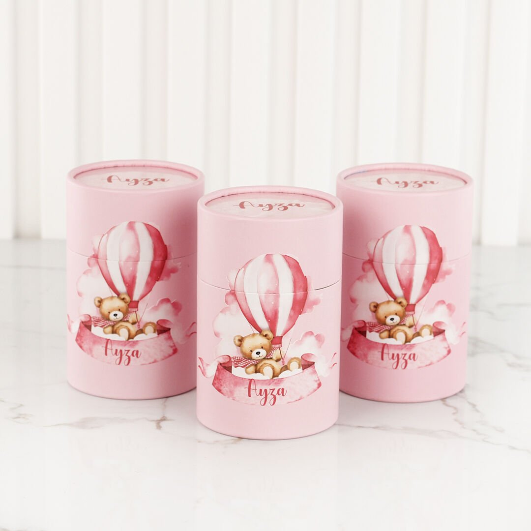 Ayıcık Temalı Kız Bebek Silindir Kutuda Anahtarlık