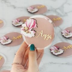 Ayıcık Temalı Ahşap Kutu, Şeffaf Pleksi Magnet, Oda Kokusu, Silindir kutuda Anahtarlık
