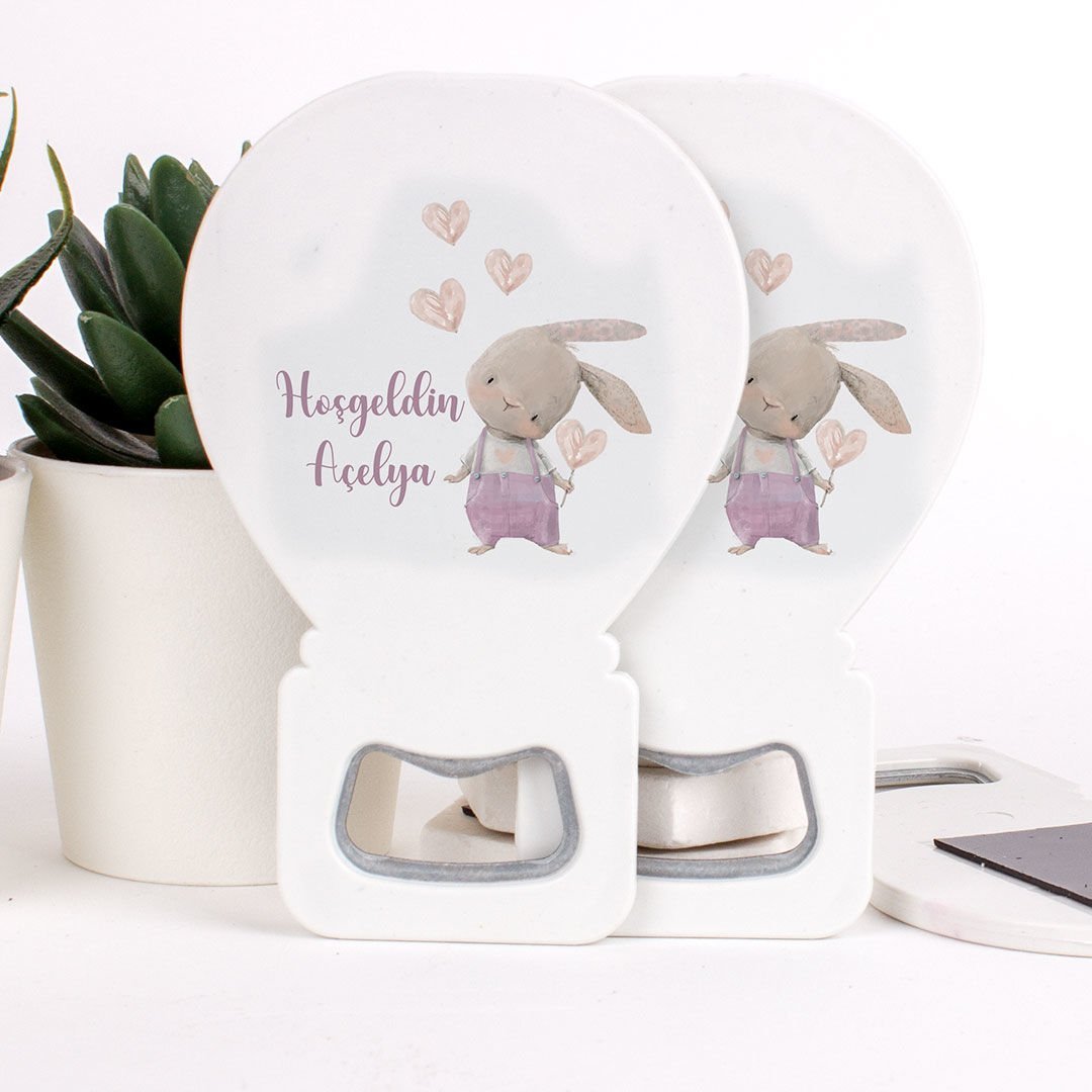 Tavşan Temalı Açacaklı Direkt Baskılı Kız Bebek Magneti