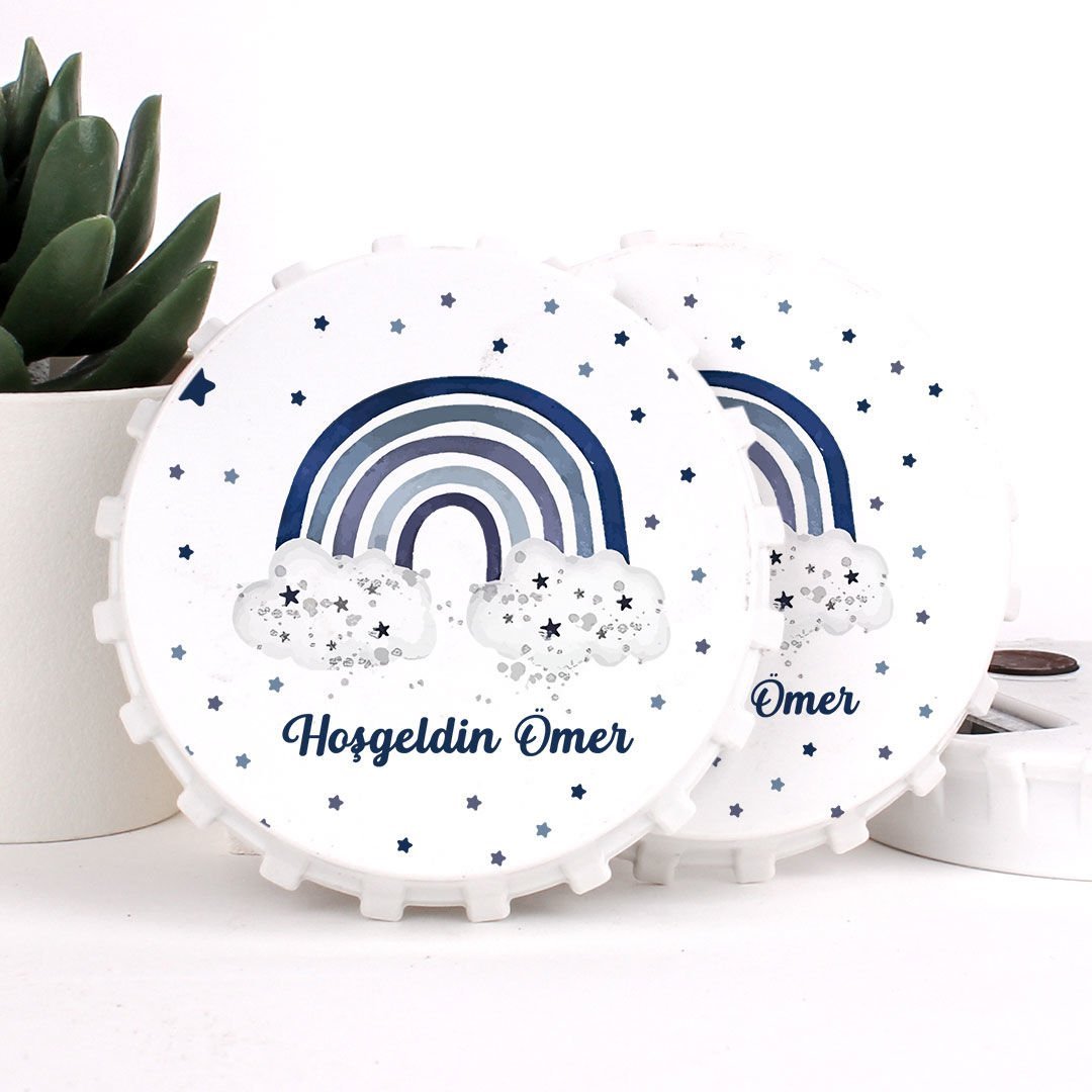 Gökkuşağı Temalı Açacaklı Direkt Baskılı Erkek Bebek Magneti