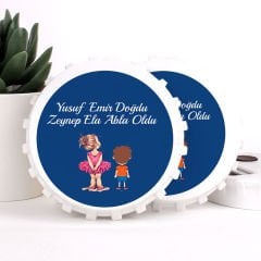 Abla Kardeş Temalı Açacaklı Direkt Baskılı Erkek Bebek Magneti