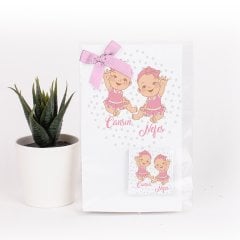 İkizler Temalı Kartlı Kız Bebek Çikolatası