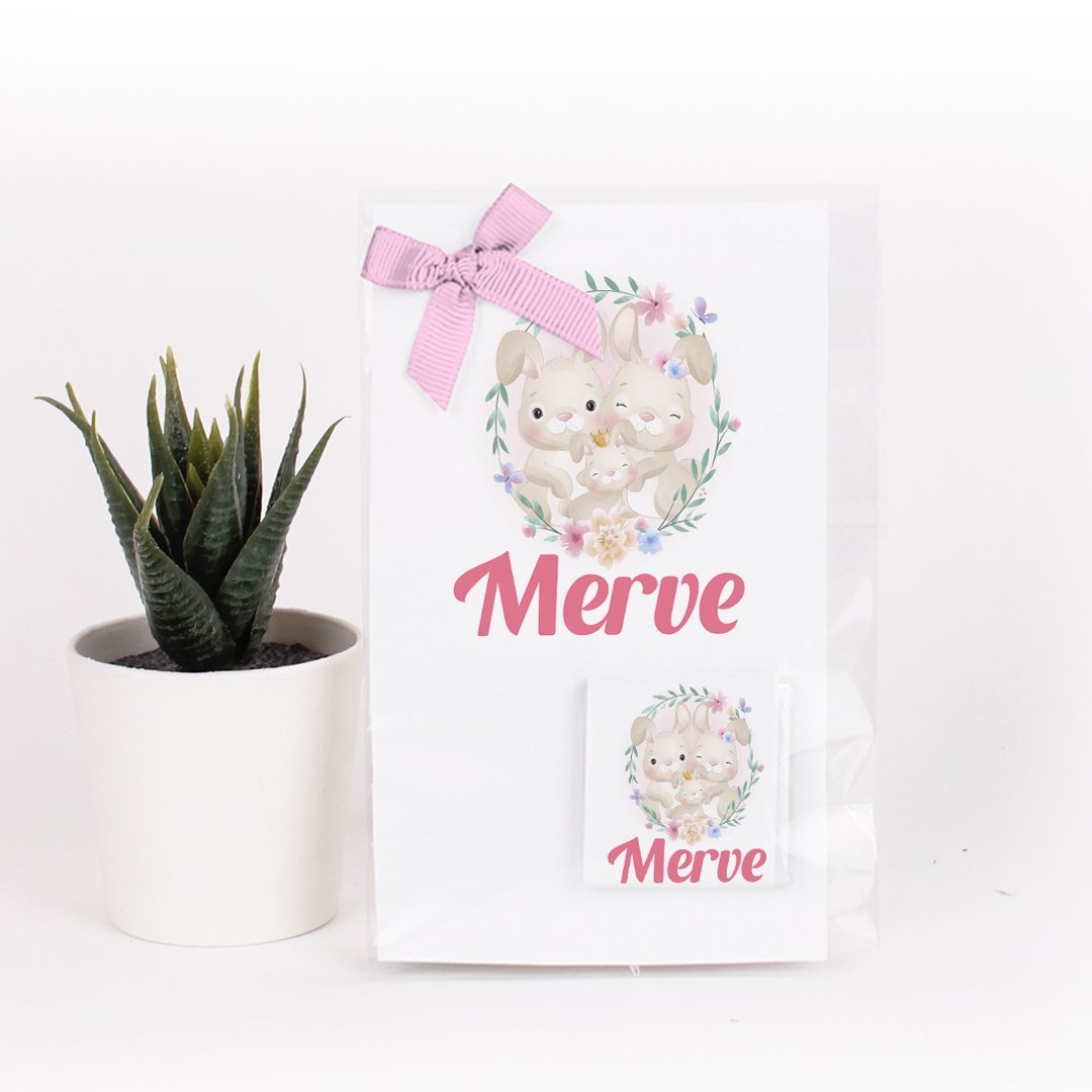 Tavşan Temalı Kartlı Kız Bebek Çikolatası