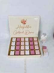 Balon Temalı Dikdörtgen Kutuda Kız Bebek Çikolatası