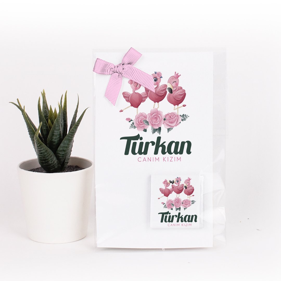 Flamingo Temalı Kartlı Kız Bebek Çikolatası