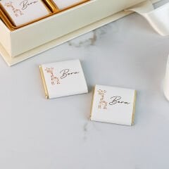 Zürafa Temalı Dikdörtgen Kutuda Erkek Bebek Çikolatası