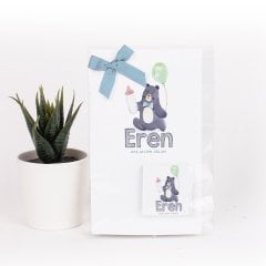Ayı Temalı Kartlı Erkek Bebek Çikolatası