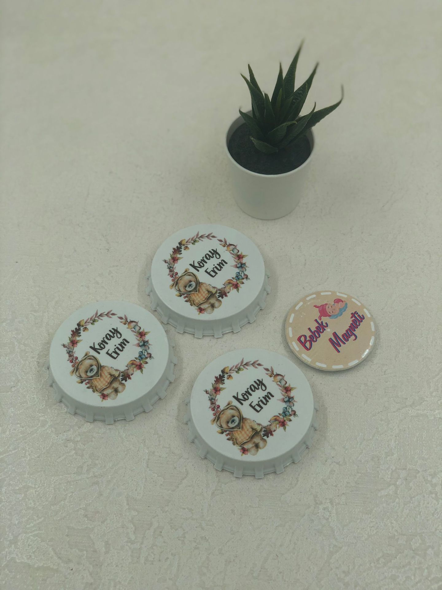 Ayıcık Temalı Açacaklı Direkt Baskılı Erkek Bebek Magneti