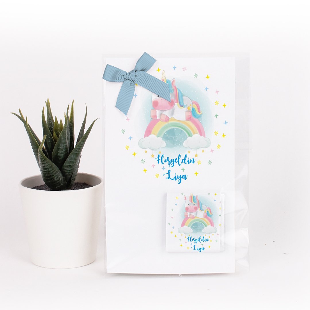 Unicorn Temalı Kartlı Kız Bebek Çikolatası