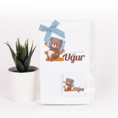 Ayı Temalı Kartlı Erkek Bebek Çikolatası