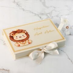 Aslan Temalı Dikdörtgen Kutuda Erkek Bebek Çikolatası