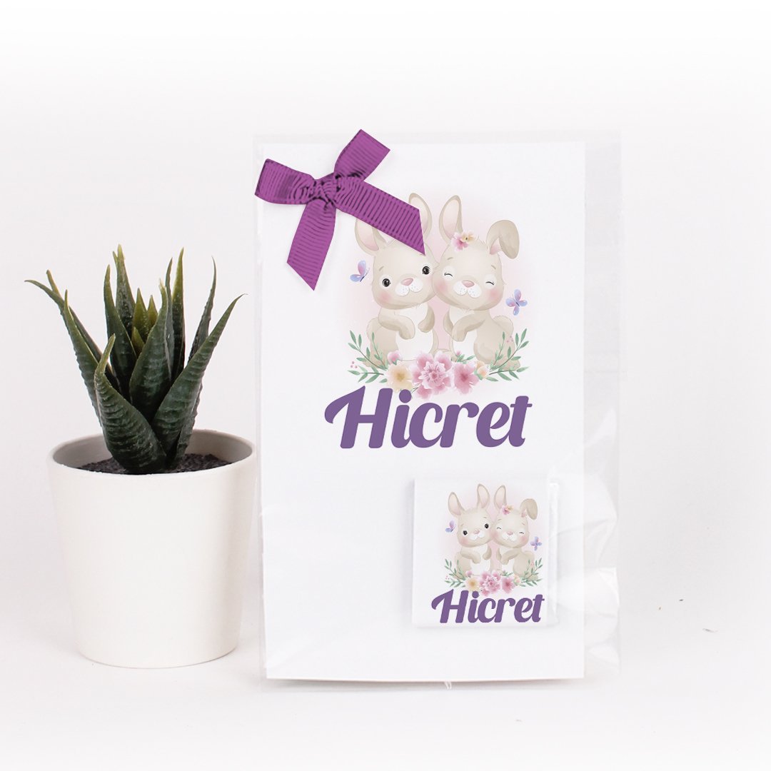 Tavşan Temalı Kartlı Kız Bebek Çikolatası
