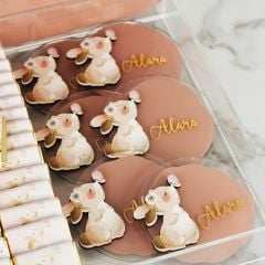 Tavşan Temalı Çikolata,  Şeffaf Kartlı Magnet ve Kapı Süsü