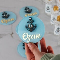 Çapa Temalı Şeffaf Magnet ve Kolonya Şişesi Seti