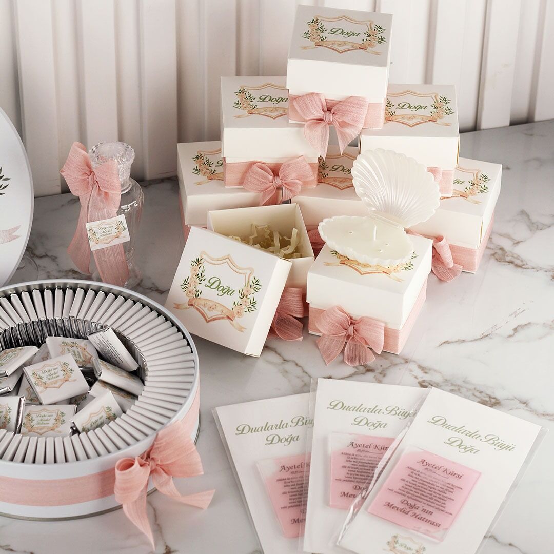 Çiçek Temalı Çikolata, Magnet ve İstiridye Mum Seti