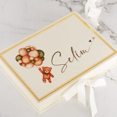 Ayıcık Temalı Dikdörtgen Kutuda Erkek Bebek Çikolatası