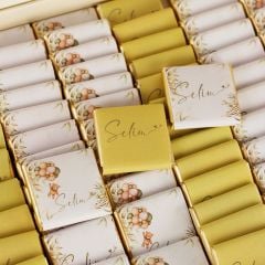 Ayıcık Temalı Dikdörtgen Kutuda Erkek Bebek Çikolatası