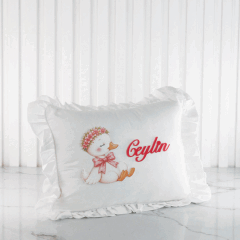 Ördek Temalı İsme Özel Fırfırlı Kız Bebek Takı Yastığı