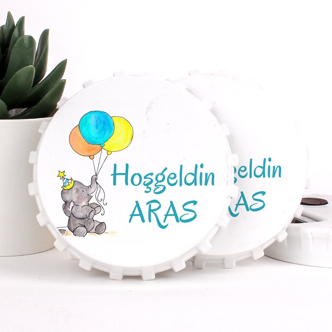 Fil Temalı Açacaklı Direkt Baskılı Erkek Bebek Magneti