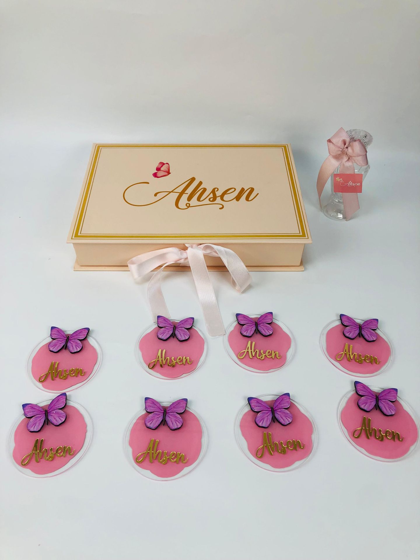 Kelebek Temalı Çikolata ve Şeffaf Pleksi Magnet