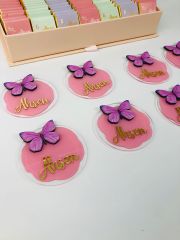 Kelebek Temalı Çikolata ve Şeffaf Pleksi Magnet