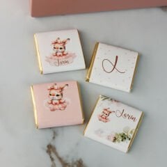 Tavşan Temalı Çikolata, Şeffaf Pleksi Magnet ve Kapı Süsü