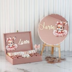 Tavşan Temalı Çikolata, Şeffaf Pleksi Magnet ve Kapı Süsü