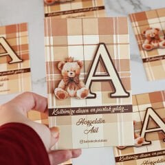 Ayıcık Temalı Erkek Bebek Kartlı Pleksi Magnet