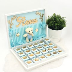 Ayıcık Temalı Karton Kutuda Erkek Bebek Çikolatası